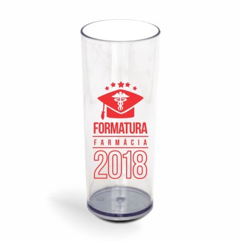 COPOS PLÁSTICOS LONG DRINK 350ML IMPRESSÃO 1 COR TRANSPARENTE Preto e branco frente - 300 un.