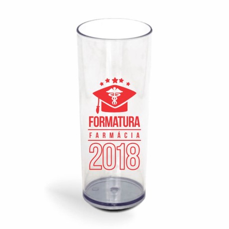 COPOS PLÁSTICOS LONG DRINK 350ML IMPRESSÃO 1 COR TRANSPARENTE Preto e branco frente - 300 un.