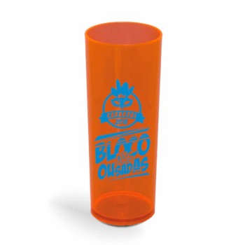 COPOS PLÁSTICOS LONG DRINK 350ML IMPRESSÃO 1 COR TRANSPARENTE Preto e branco frente - 50 un.