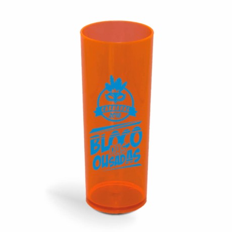 COPOS PLÁSTICOS LONG DRINK 350ML IMPRESSÃO 1 COR TRANSPARENTE Preto e branco frente - 50 un.