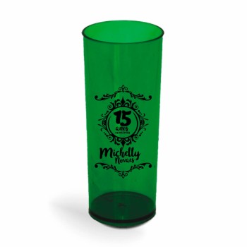 COPOS PLÁSTICOS LONG DRINK 350ML IMPRESSÃO 1 COR TRANSPARENTE Preto e branco frente - 50 un.