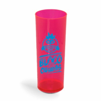 COPOS PLÁSTICOS LONG DRINK 350ML IMPRESSÃO 1 COR TRANSPARENTE Preto e branco frente - 50 un.