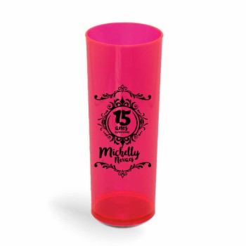 COPOS PLÁSTICOS LONG DRINK 350ML IMPRESSÃO 1 COR TRANSPARENTE Preto e branco frente - 300 un.
