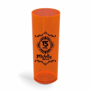 COPOS PLÁSTICOS LONG DRINK 350ML IMPRESSÃO 1 COR TRANSPARENTE Preto e branco frente - 100 un.