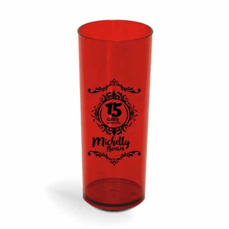 COPOS PLÁSTICOS LONG DRINK 350ML IMPRESSÃO 1 COR TRANSPARENTE Preto e branco frente - 100 un.