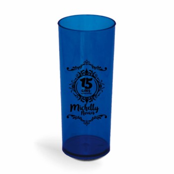 COPOS PLÁSTICOS LONG DRINK 350ML IMPRESSÃO 1 COR TRANSPARENTE Preto e branco frente - 50 un.
