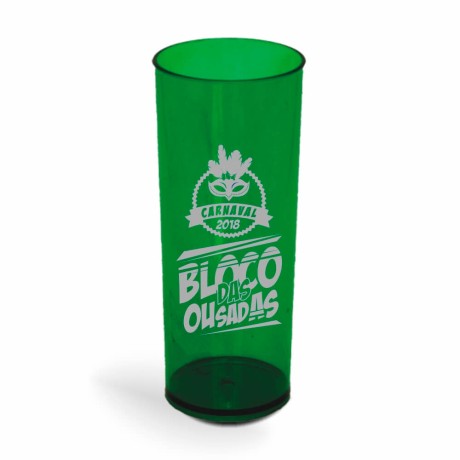 COPOS PLÁSTICOS LONG DRINK 350ML IMPRESSÃO 1 COR TRANSPARENTE Preto e branco frente - 300 un.